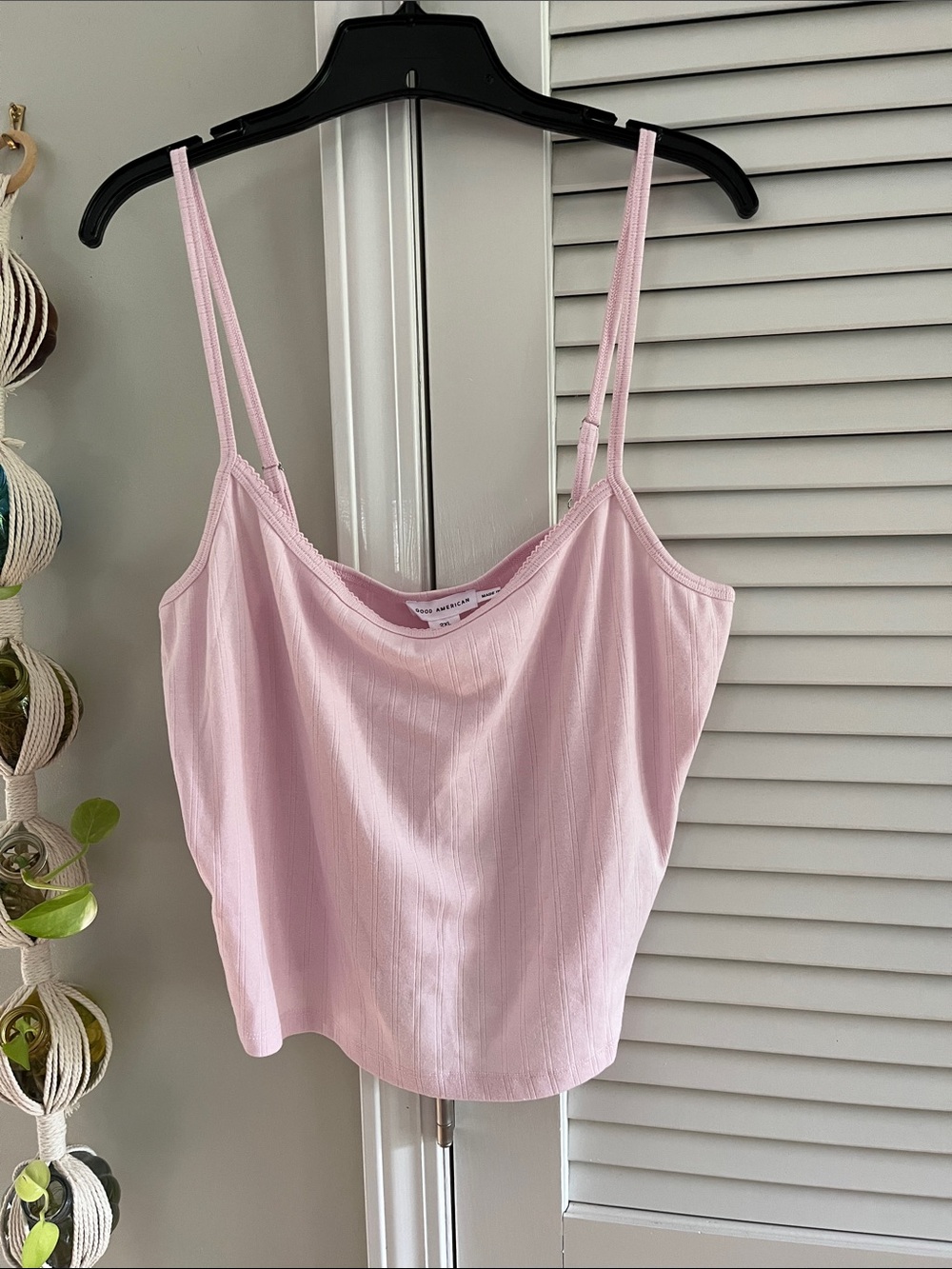 Good American Light Pink Ribbed Camisole